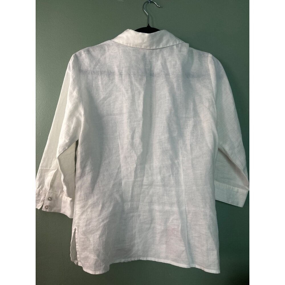 Edward 100% Irish Linen Vintage Womens Top Small Embroidered Floral Cottagecore - Picture 7 of 9